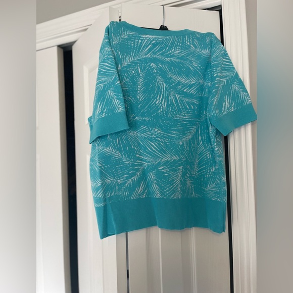 Michael Kors Palm Print Short Sleeve Sweater - Picture 3 of 5